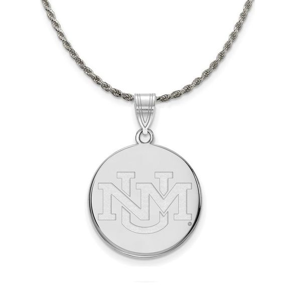 Sterling Silver U. of New Mexico Large Pendant Necklace -...
